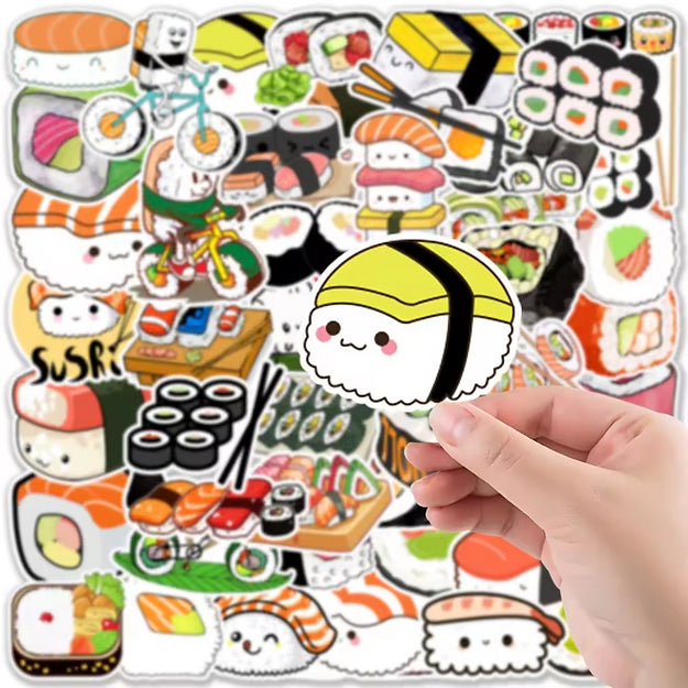 Sticker Flakes Cartoon Japanese Sushi