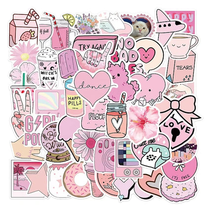 Sticker Flakes Kawaii Rosa