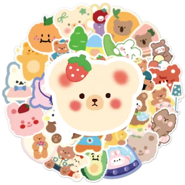 Sticker Flakes Cute Korean Bear