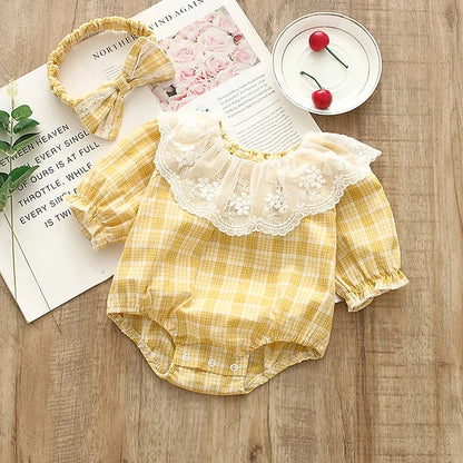 Baby Langermet Gingham Check Body m/ Blondekrage 6-9m