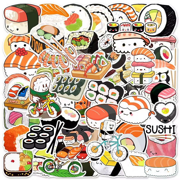 Sticker Flakes Cartoon Japanese Sushi