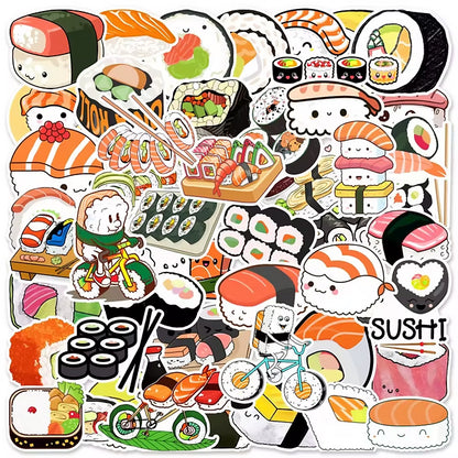 Sticker Flakes Cartoon Japanese Sushi