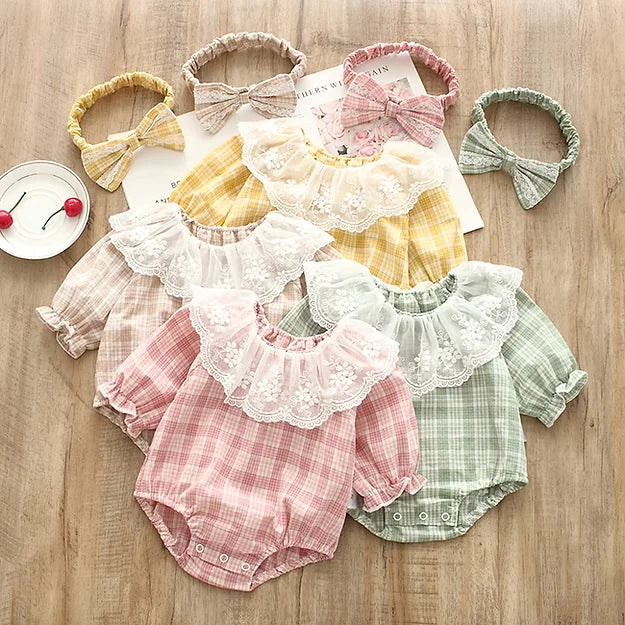 Baby Langermet Gingham Check Body m/ Blondekrage 6-9m