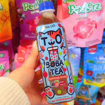 Kawaii Popping Boba Tea Fruity Berry Medley 500ml (BOBA CAT) DATOVARE