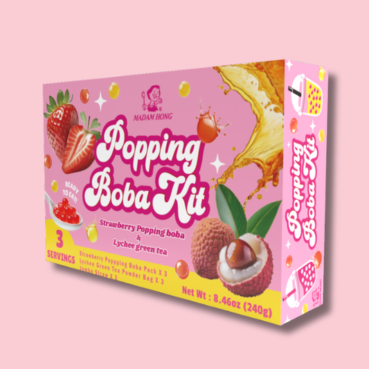 Popping Boba Kit Lychee Green Tea & Strawberry 3set (MADAM HONG)