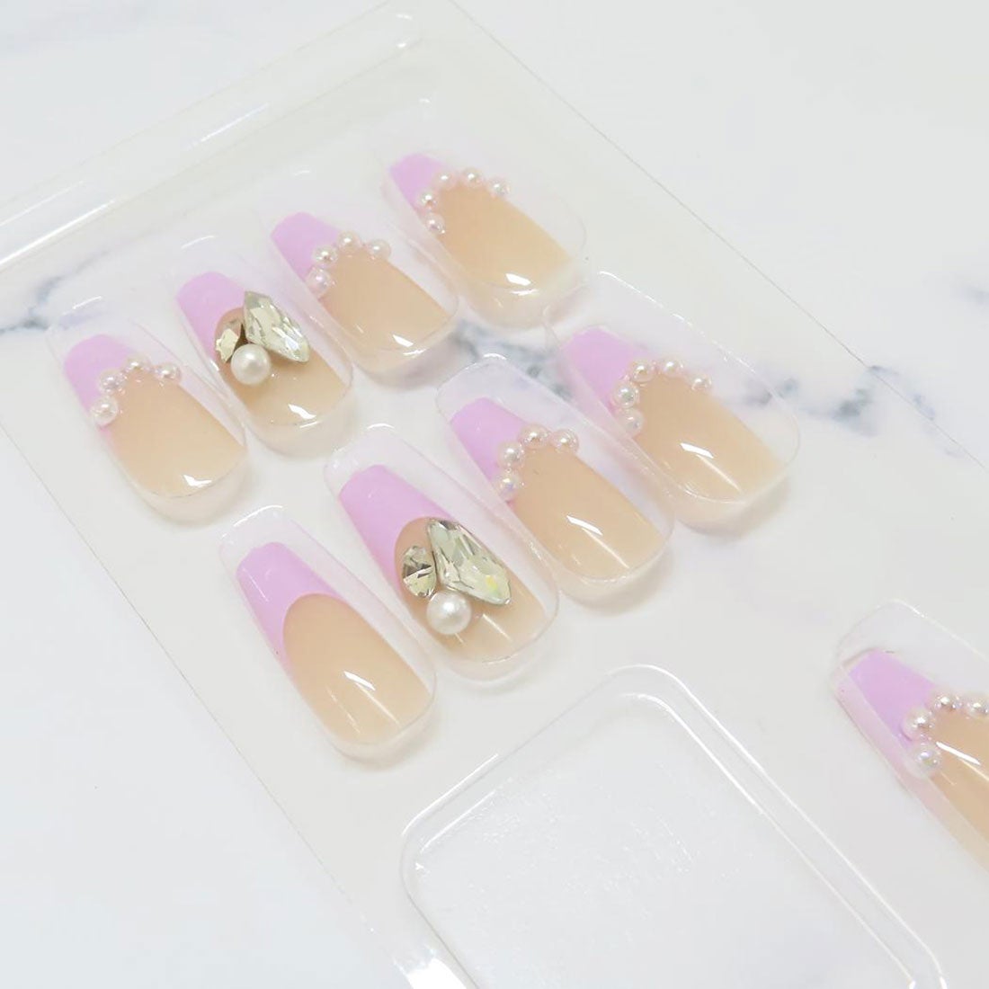 Press-On Nails Purple French 24pcs (KAMIO)