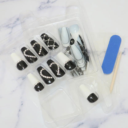 Press-On Nails Black Heart 24pcs (KAMIO)