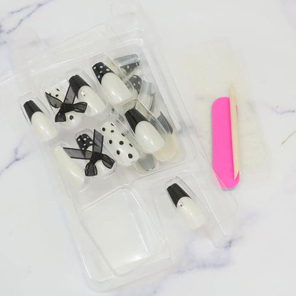 Press-On Nails Dot Ribbon 24pcs (KAMIO)