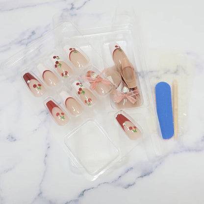 Press-On Nails Cherry 24pcs (KAMIO)