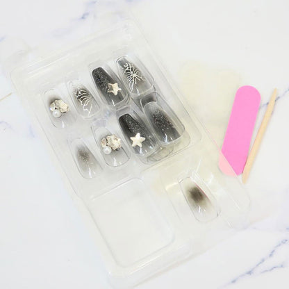Press-On Nails Sheer Black 24pcs (KAMIO)