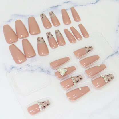 Press-On Nails TWEED PINK 24pcs (KAMIO)