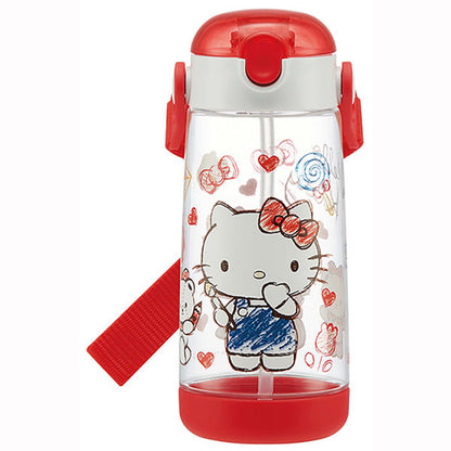 Sanrio Hello Kitty One Push Straw Water Bottle 480ml (SKATER)