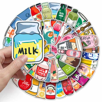 Sticker Flakes Kawaii Cartoon Beverage Bottle