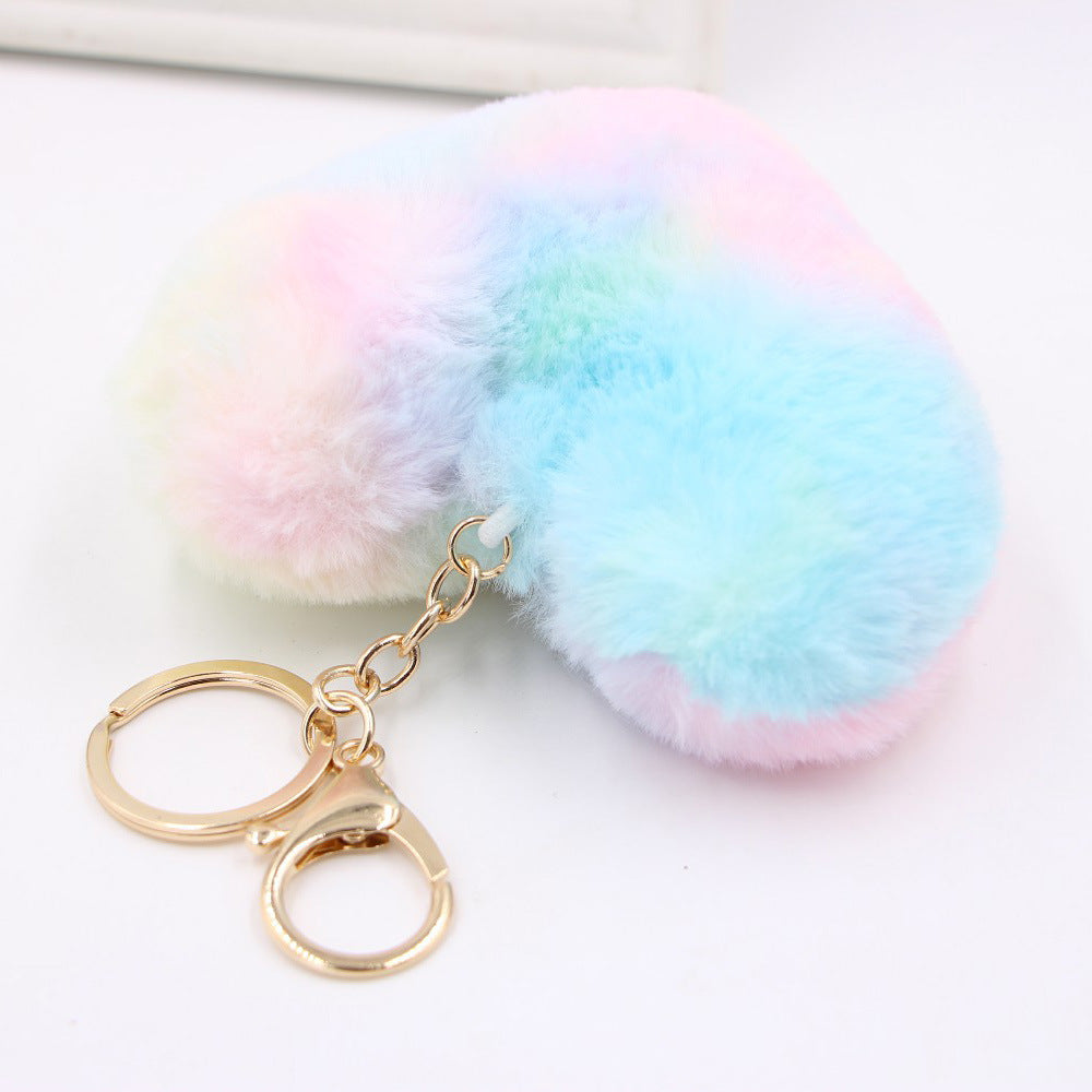 Plush Keychain Heart Pom Pom