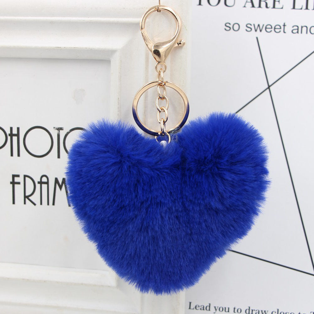Plush Keychain Heart Pom Pom