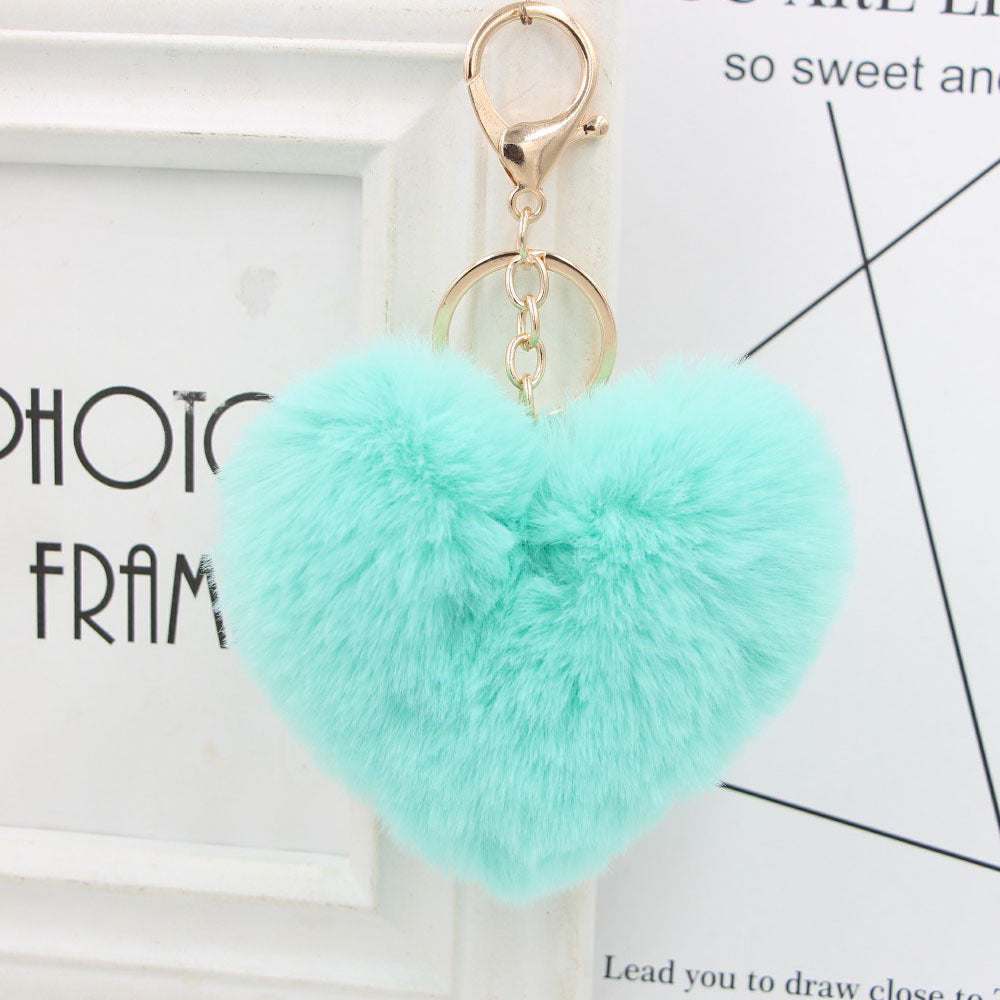 Plush Keychain Heart Pom Pom