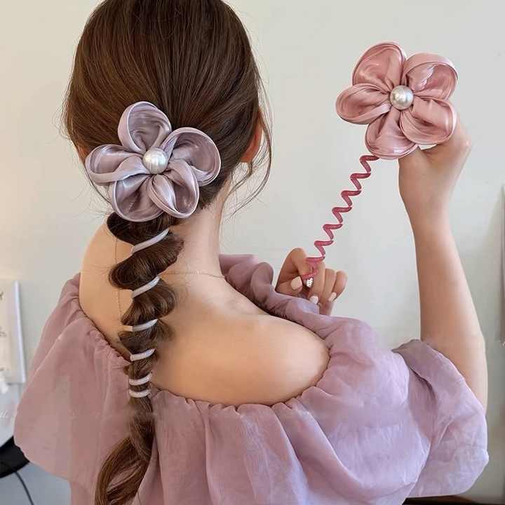 Braiding Spiral Hair Coil Rope Big Flower