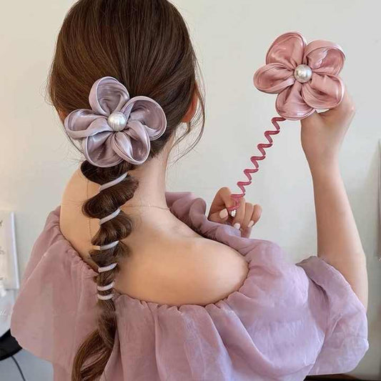 Braiding Spiral Hair Coil Rope Big Flower