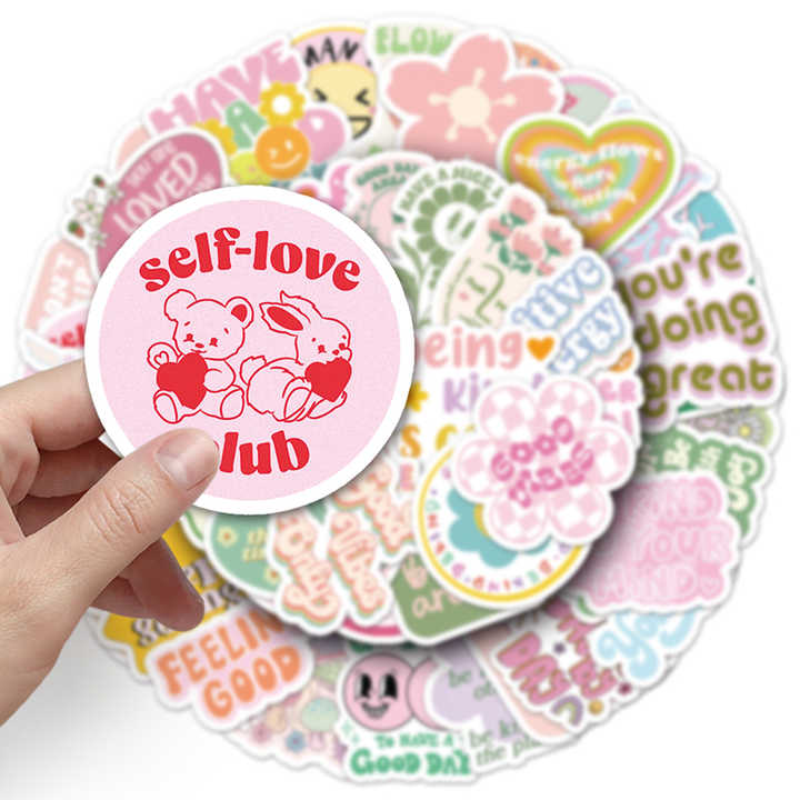 Sticker Flakes Pink Inspirational Poem
