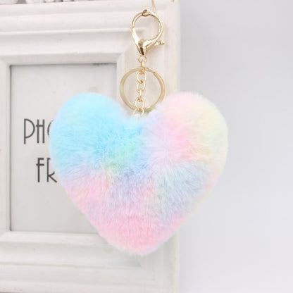 Plush Keychain Heart Pom Pom