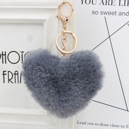 Plush Keychain Heart Pom Pom