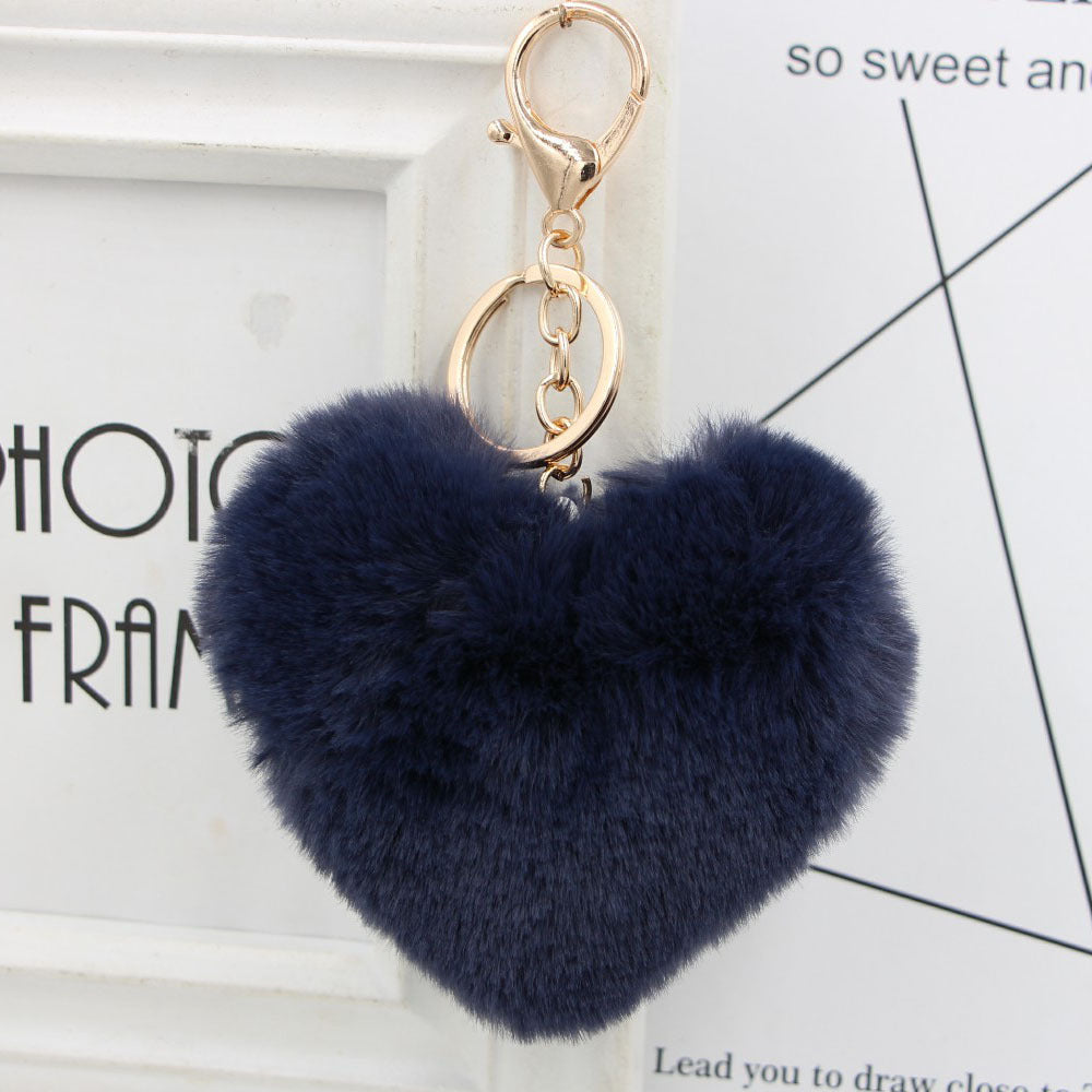 Plush Keychain Heart Pom Pom