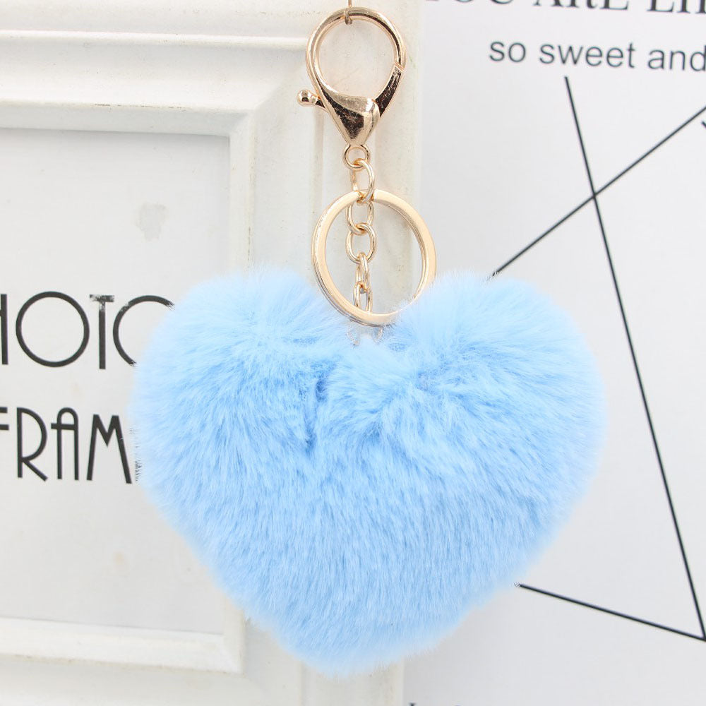 Plush Keychain Heart Pom Pom