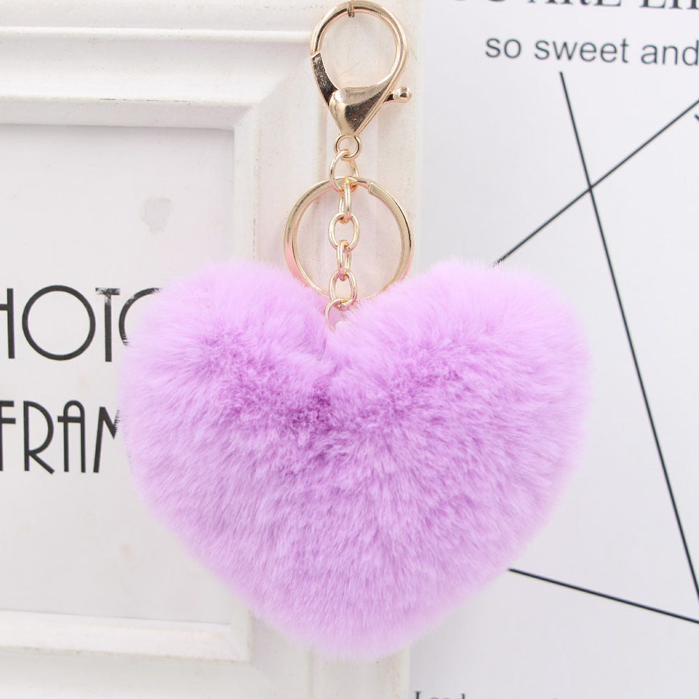 Plush Keychain Heart Pom Pom
