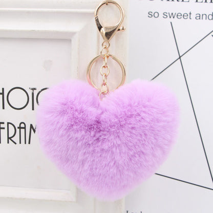 Plush Keychain Heart Pom Pom