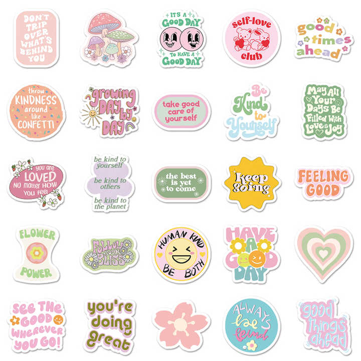 Sticker Flakes Pink Inspirational Poem
