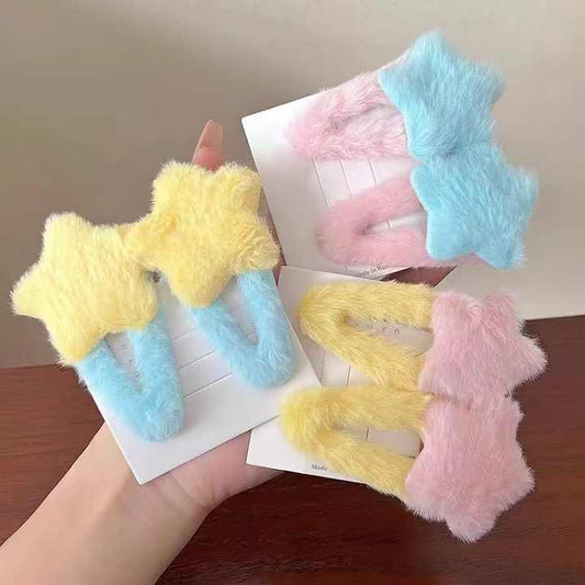 2-set Hårspenne Colorful Fluffy Star 10cm