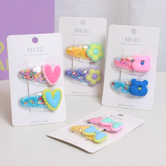 2-Pakning Hårspenner Transparent Glitter