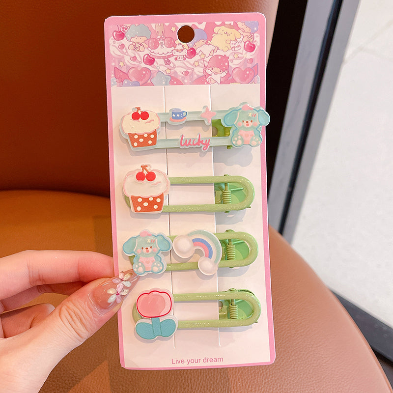 4-Pakning Kawaii Cartoon Hårspenne