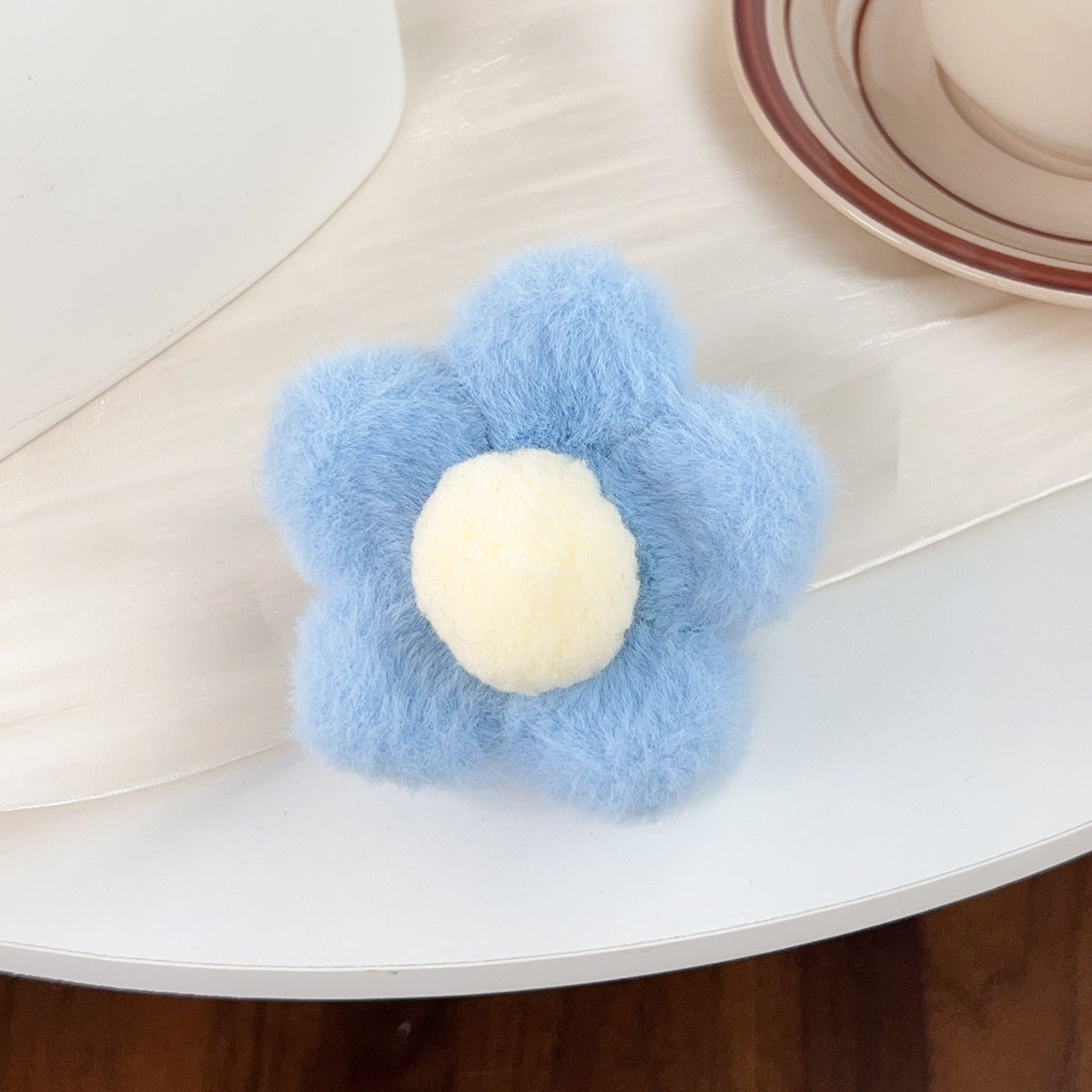Hårklype Double Sided Fluffy Flower 9cm