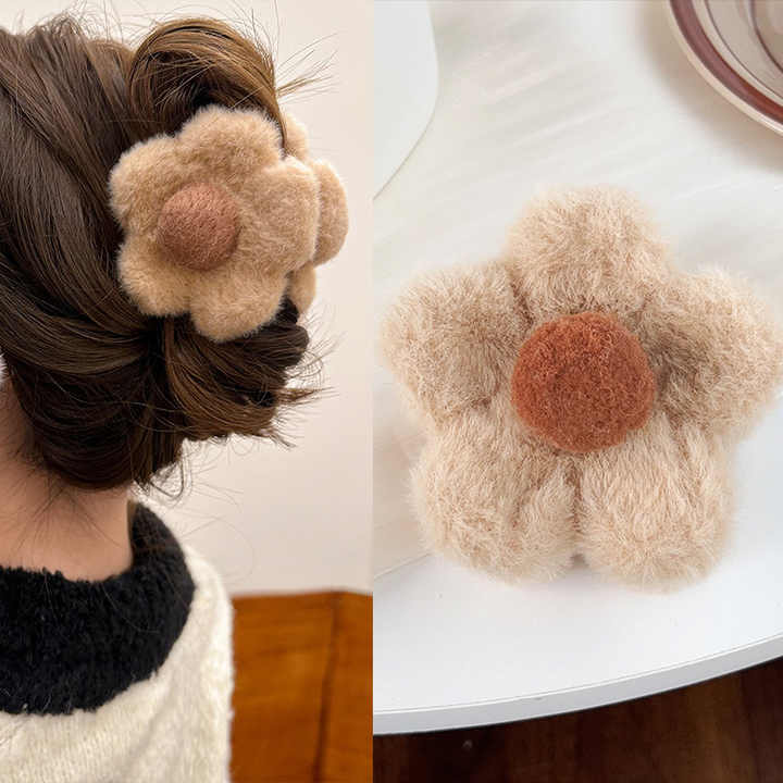 Hårklype Double Sided Fluffy Flower 9cm