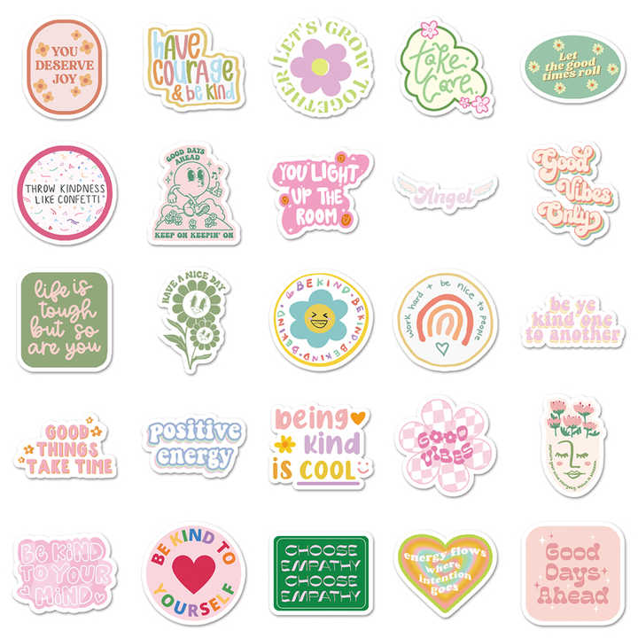 Sticker Flakes Pink Inspirational Poem