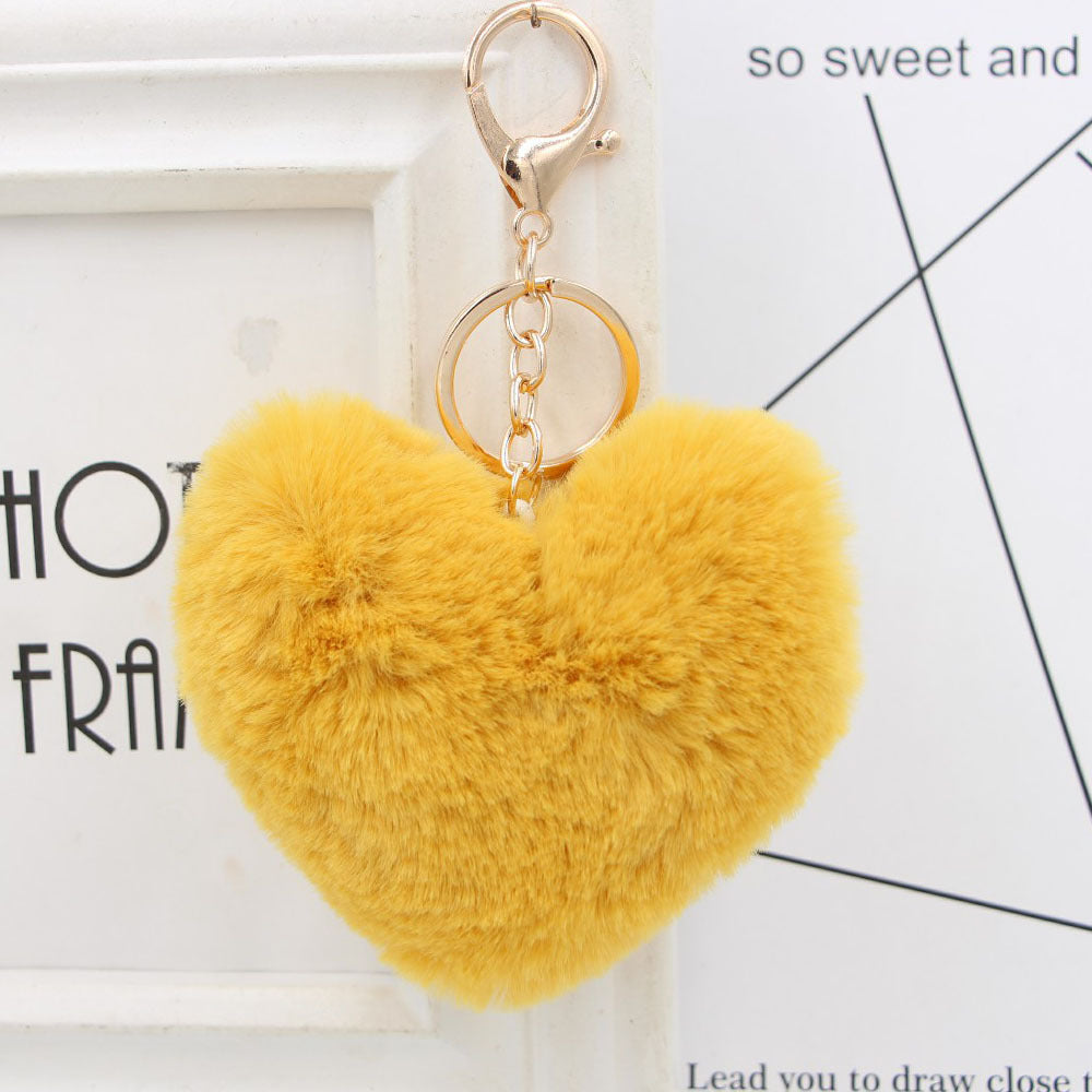 Plush Keychain Heart Pom Pom