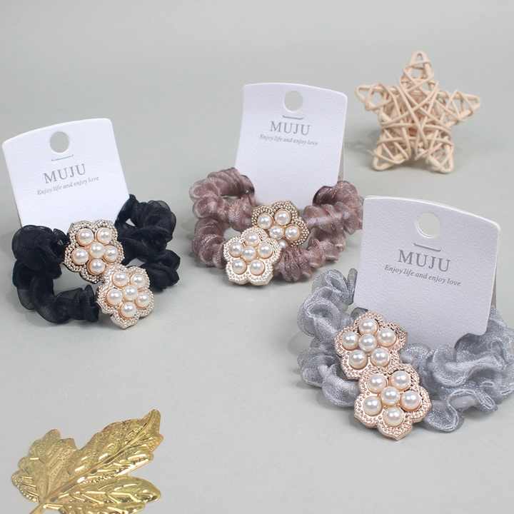 2-Set Scrunchie Perleblomst  5.5 cm