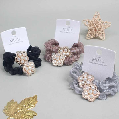 2-Set Scrunchie Perleblomst  5.5 cm