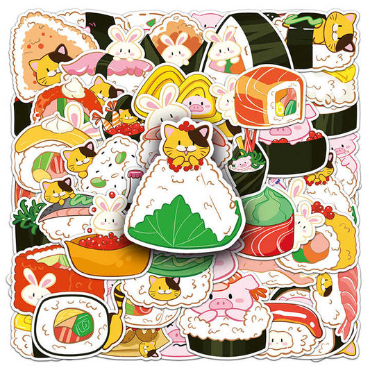 Sticker Flakes Kawaii Sushi Onigiri Animals