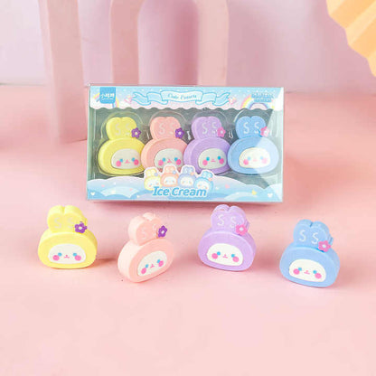 Viskelærsett Cute Erasers Ice Cream 4stk