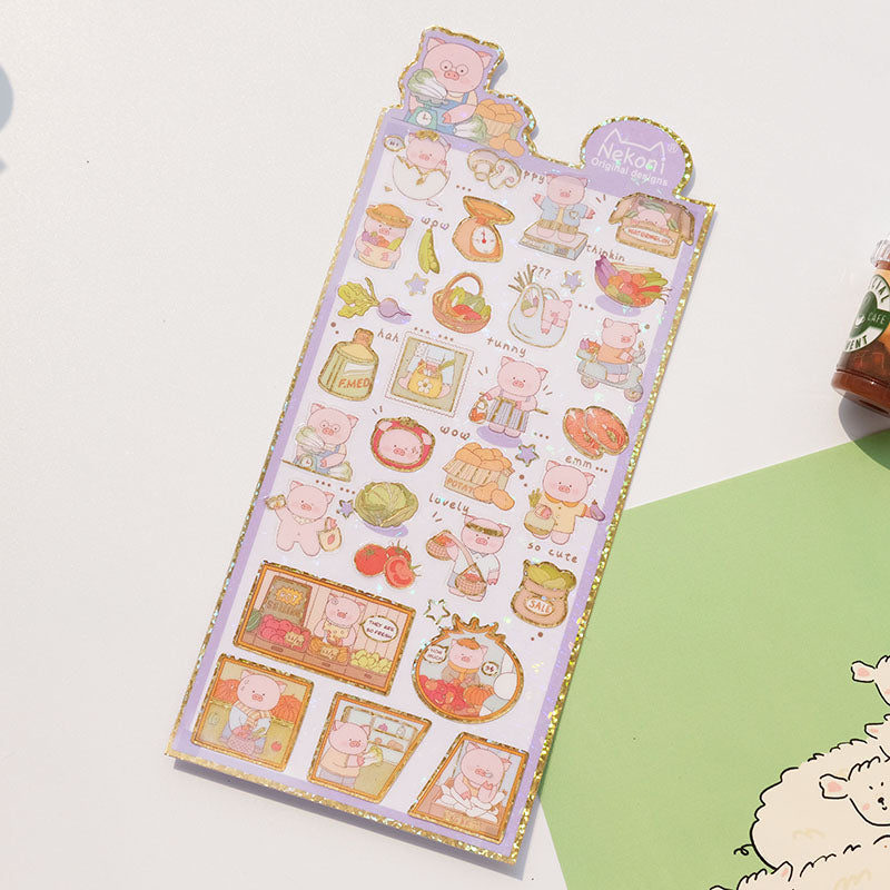 Sticker Sheet Stickers Glitter Animals (NEKONI)