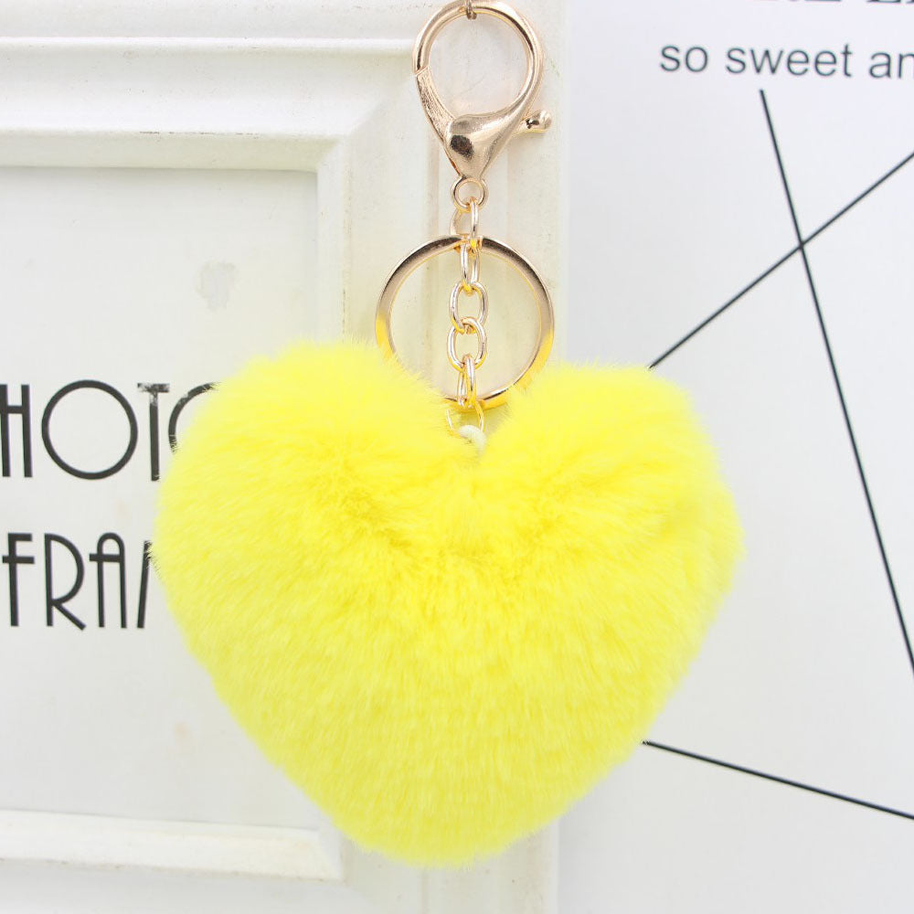 Plush Keychain Heart Pom Pom