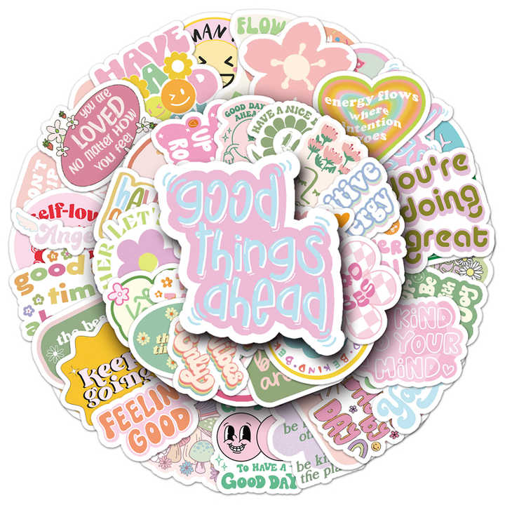 Sticker Flakes Pink Inspirational Poem