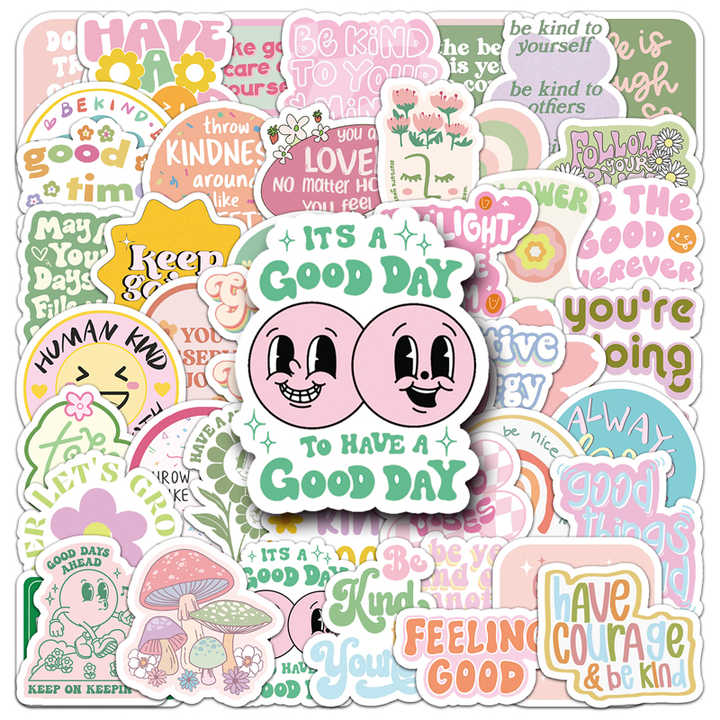 Sticker Flakes Pink Inspirational Poem