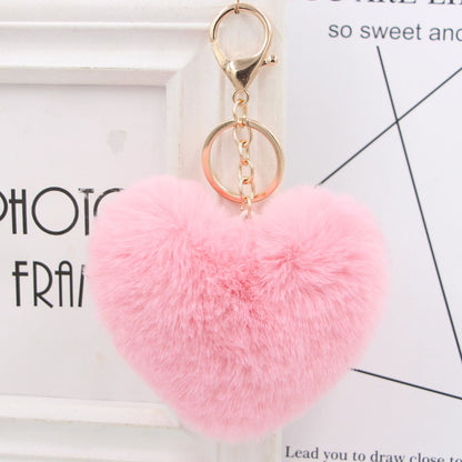 Plush Keychain Heart Pom Pom