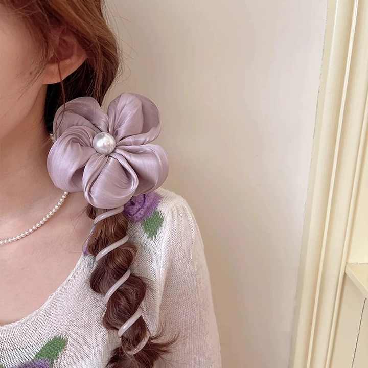 Braiding Spiral Hair Coil Rope Big Flower