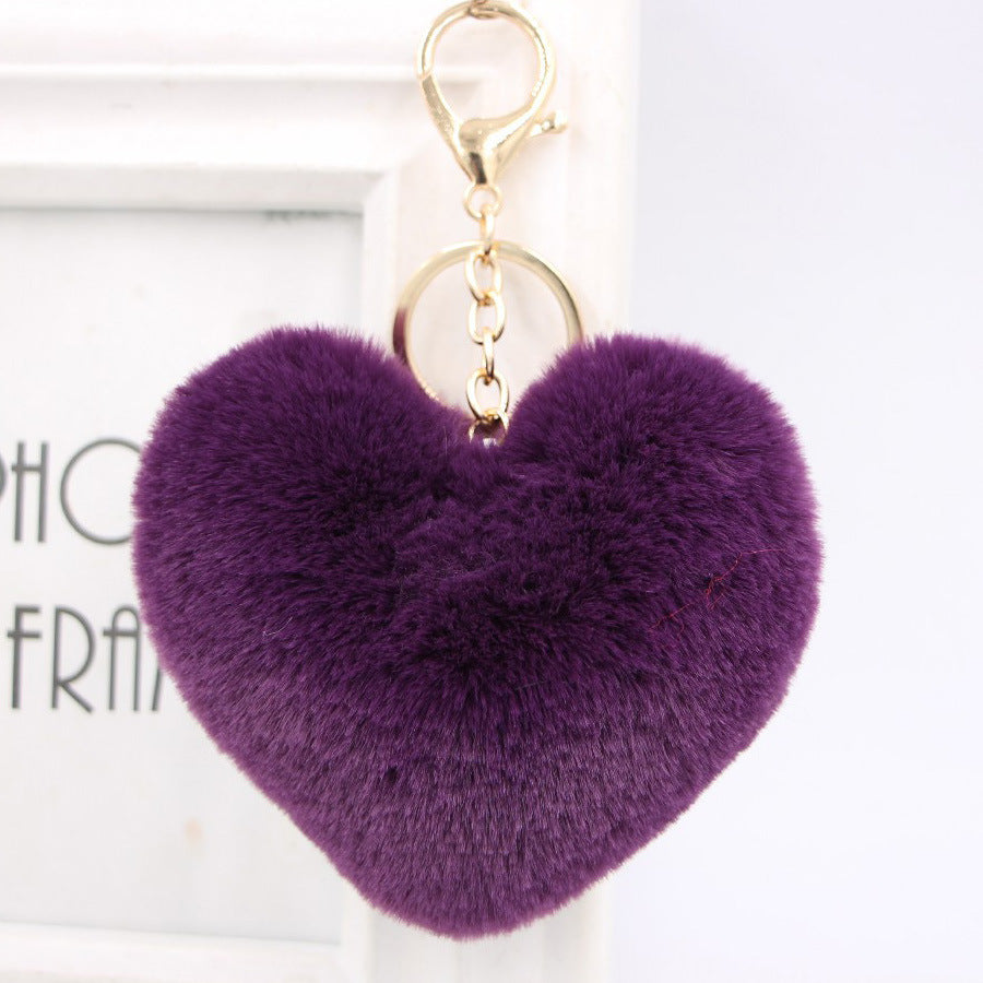 Plush Keychain Heart Pom Pom
