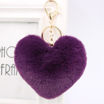 Plush Keychain Heart Pom Pom
