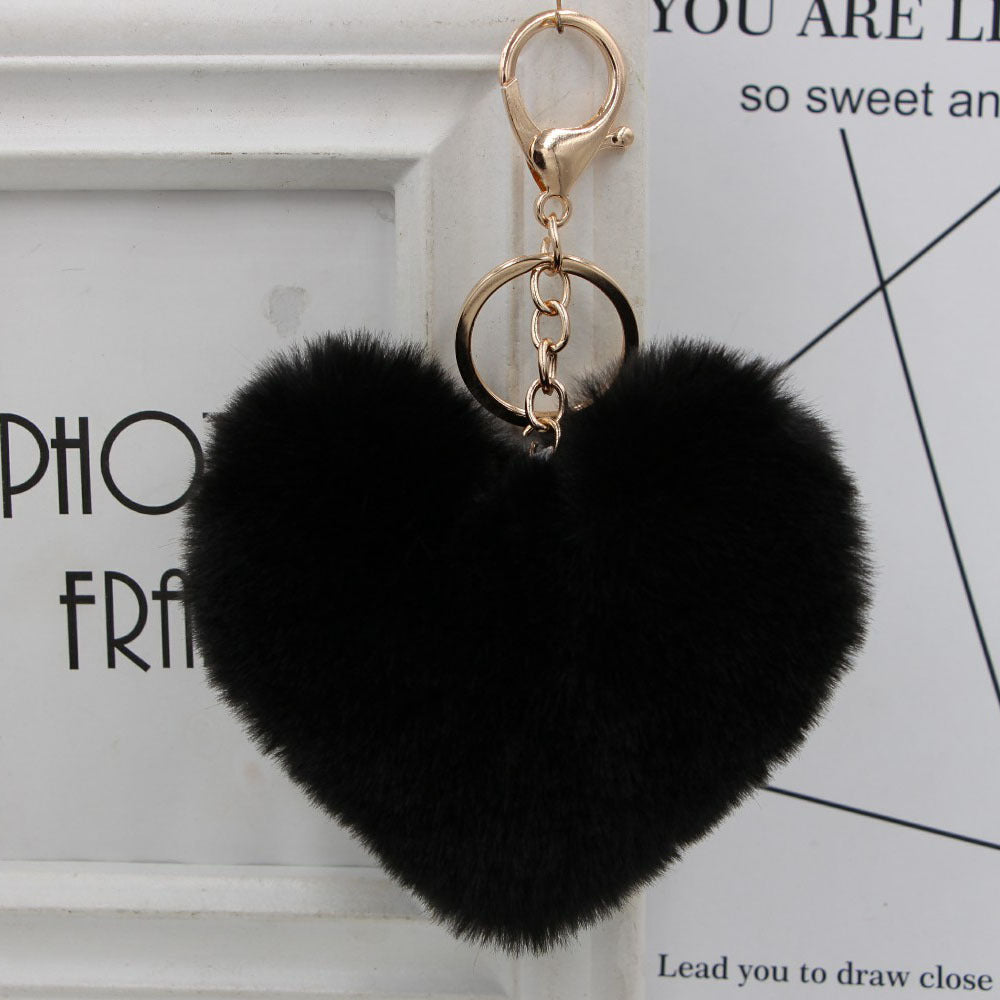 Plush Keychain Heart Pom Pom